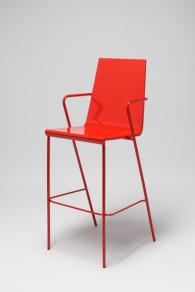 Бар стол с боядисани крака в червено